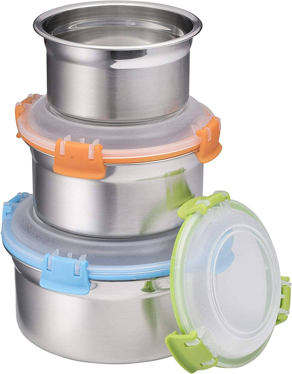 3-Piece Airtight Stainless Steel Food Containers