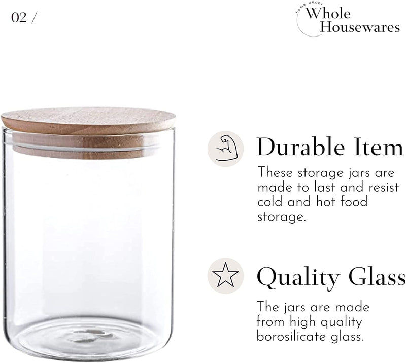24 Fl Ounce Clear Glass Storage Jar With Beech Wood Lid Set Of 2 Glass Canister