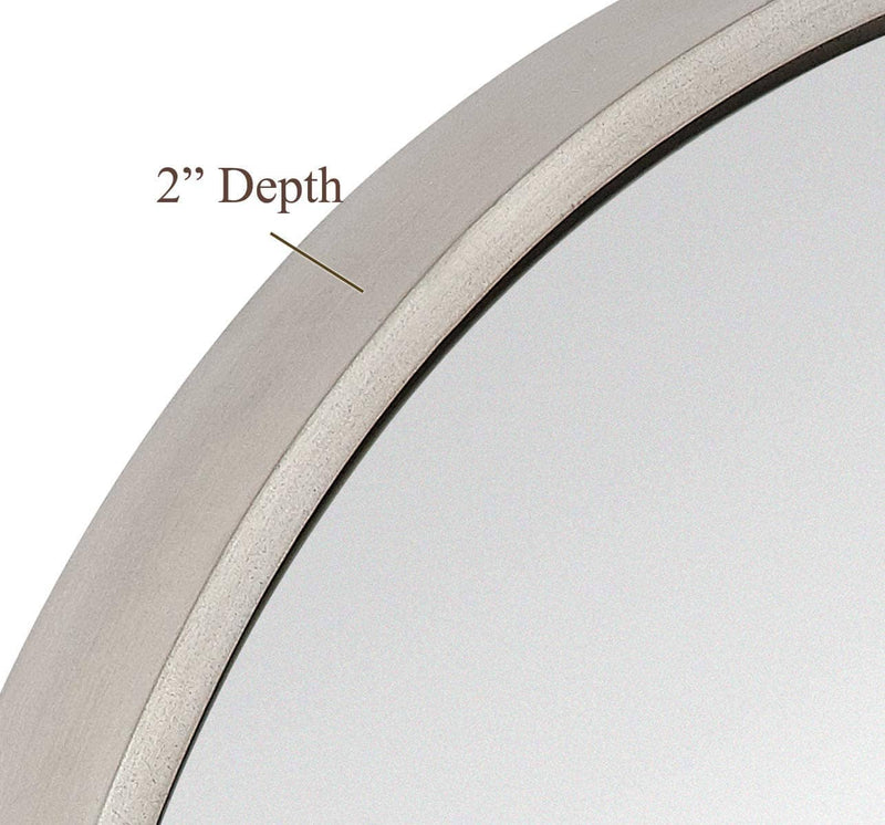 24" Antiqued Silver Circle Mirror for Entrances, Bathrooms, or Over