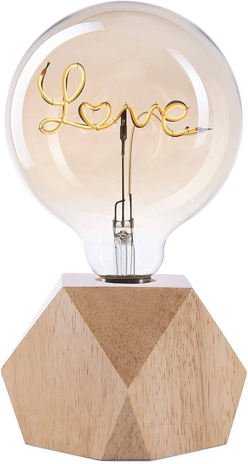 Vintage Battery-Operated Wood Table Lamp