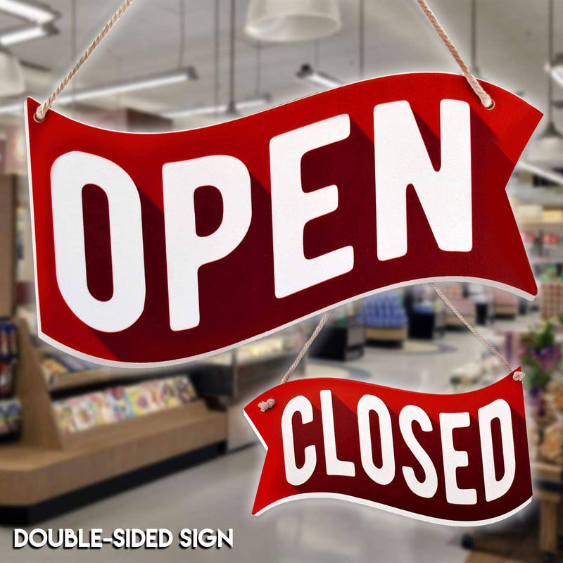 Reversible Open Closed Door Sign with Hanging Rope