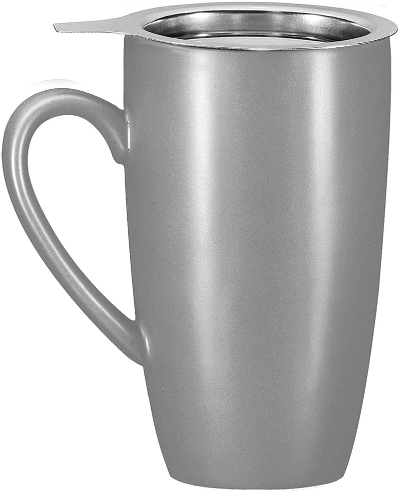 16oz Ceramic Tea Mug with Stainless Steel Infuser