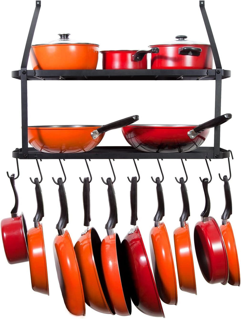 Wall-Mounted Kitchen Pot and Pan Rack - Storage and Organization Shelf