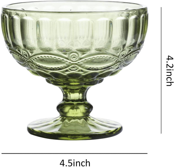 12 Ounce Glass Ice Cream Cups- Vintage Pressed Pattern Glass Dessert Bowls - Trifle/Fruit