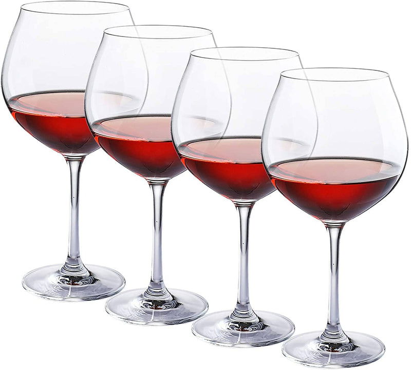 Large Red Wine Glasses - Crystal Glass - Wine Glasses Set of 4 (27 Ounce