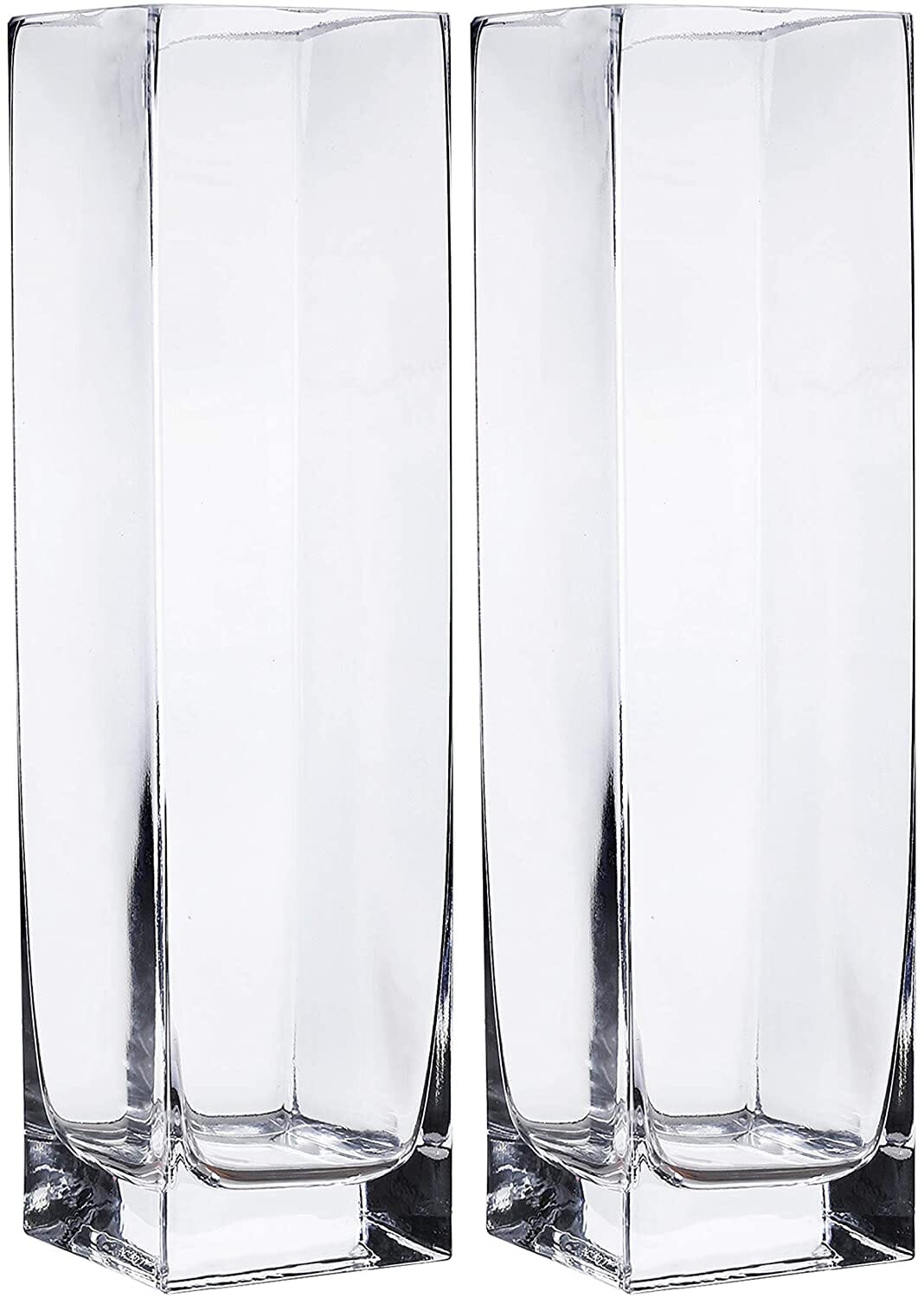Clear Square Glass Vase Set of 2 (3.15X12inch