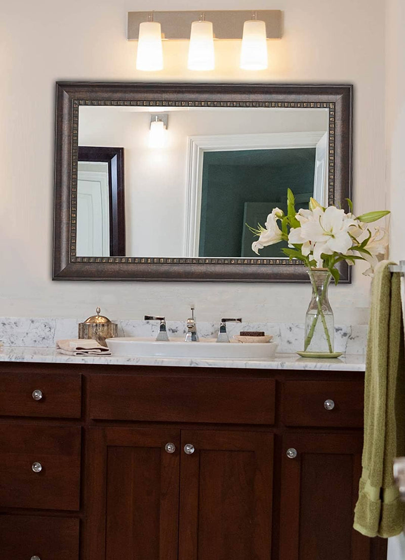 Large Rectangle Wall Mirror with Luxury Designer Accented Frame