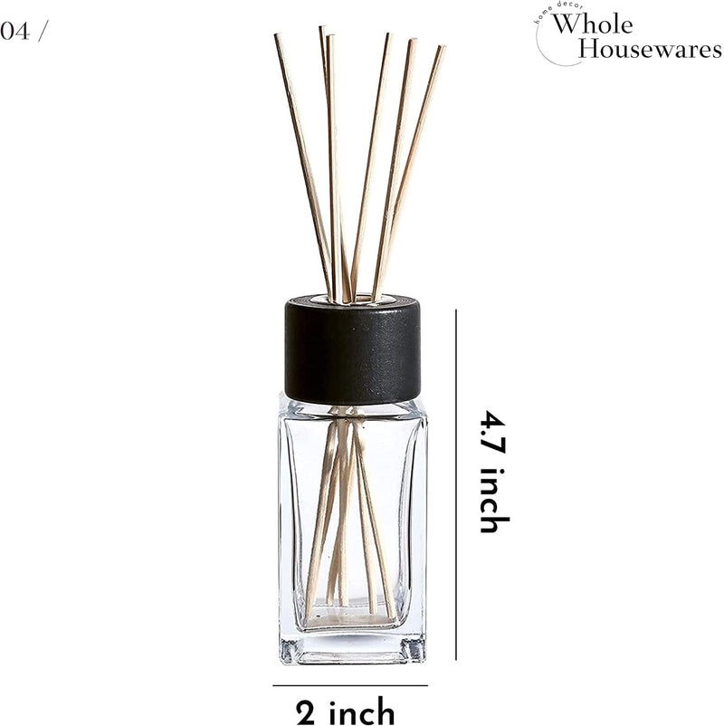 Clear Glass Diffuser Bottles for Home| Natural Reed Sticks | Black