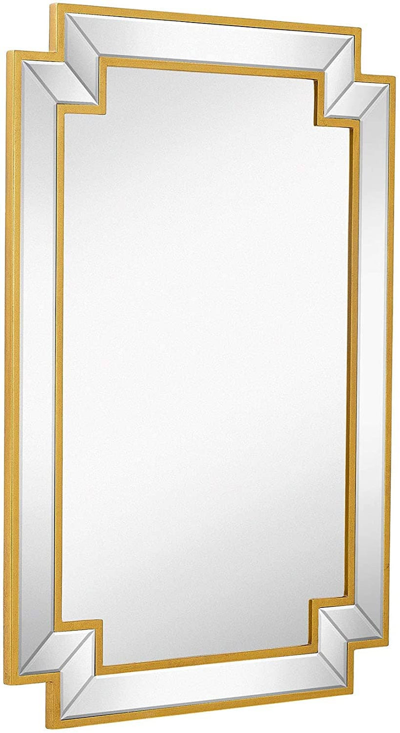 Gold Frame Rectangular Wall Mirror - Large Beveled Decorative Mirror