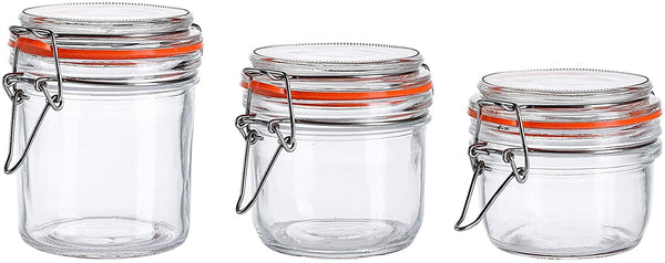 Glass Jars With Airtight Lids and Leak Proof Rubber Gasket,Storage Jars With Hinged Lid