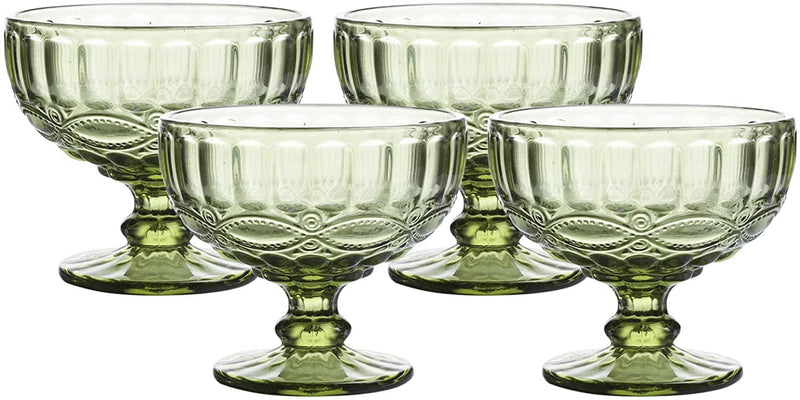 12 Ounce Glass Ice Cream Cups- Vintage Pressed Pattern Glass Dessert Bowls - Trifle/Fruit