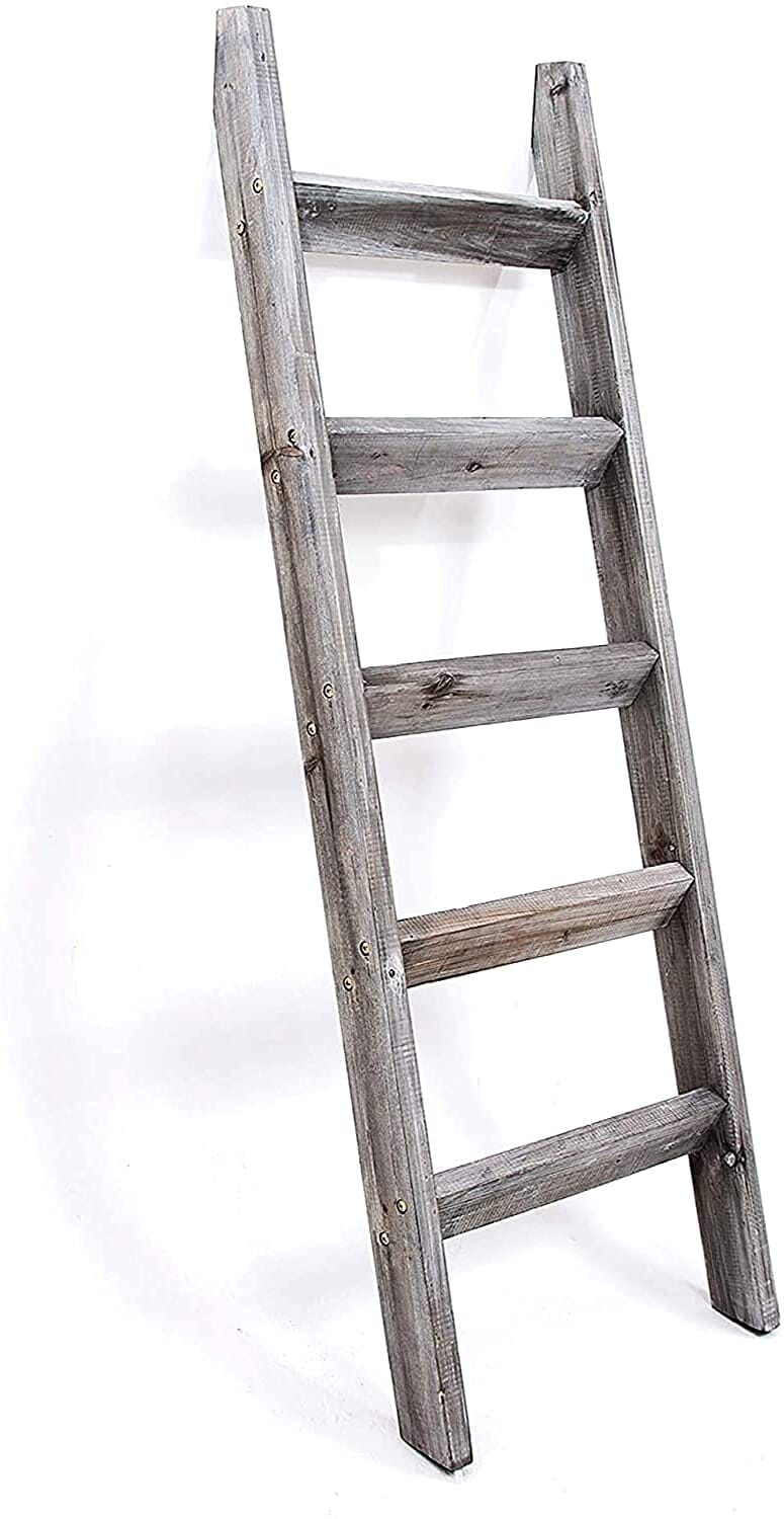 Rustic 5 Ft. Wood Blanket Ladder
