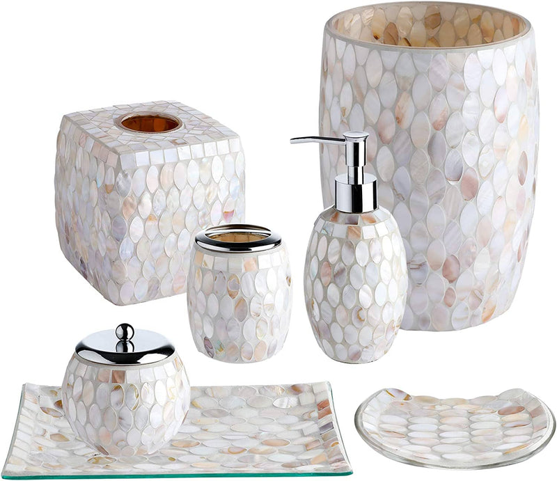 Mosaic Glass Tissue Holder Decorative Tissue Cover Square Box (Silver