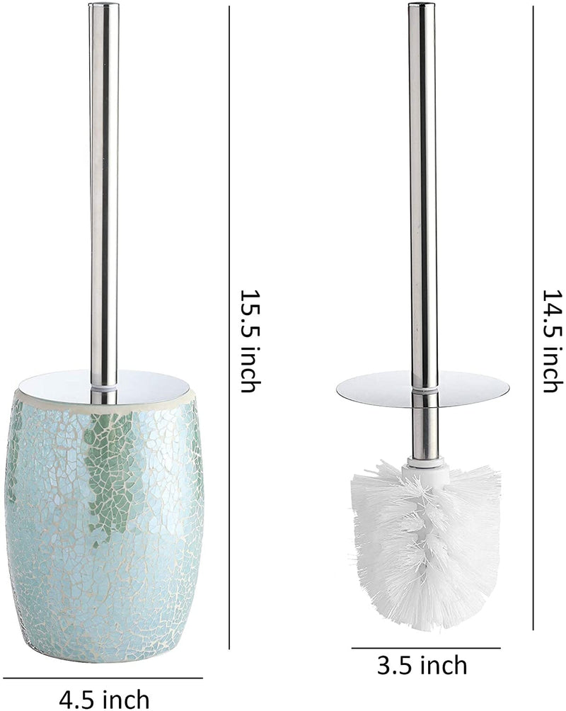 Toilet Brush Set | Toilet Bowl Brush And Holder | Bathroom Accessory Set | Silver Mosaic