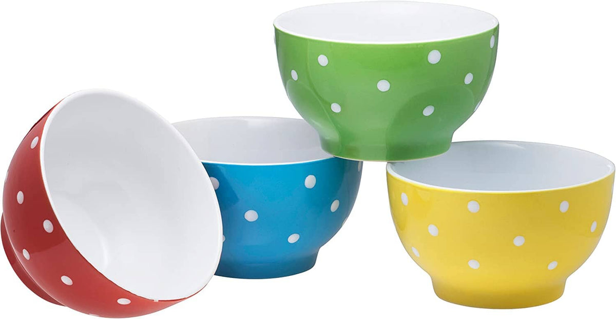 Polka Dot Porcelain Dinner Bowls