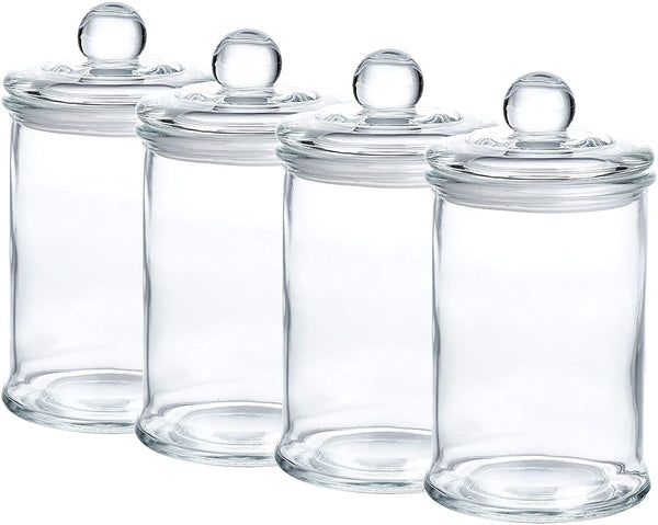 Glass Apothecary Jars Bathroom Storage Organizer Canisters (D3.1"XH5.7"