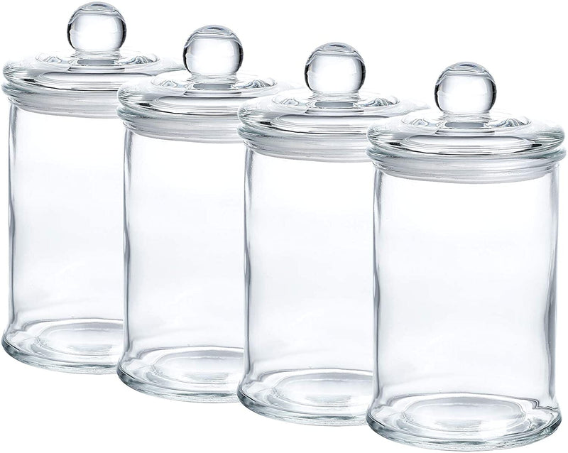 Glass Apothecary Jars Bathroom Storage Organizer Canisters (D3.1"XH5.7"