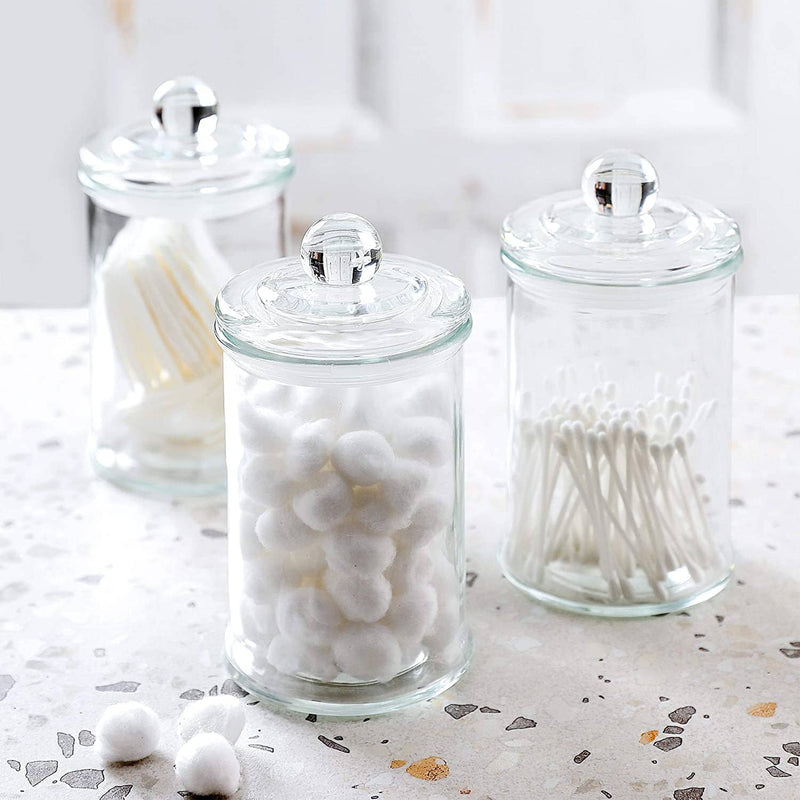 Glass Apothecary Jars Bathroom Storage Organizer Canisters (D3.5"XH7"