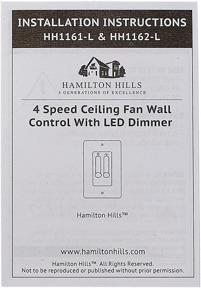 White Ceiling Fan Wall Control with LED Dimmer Light Switch