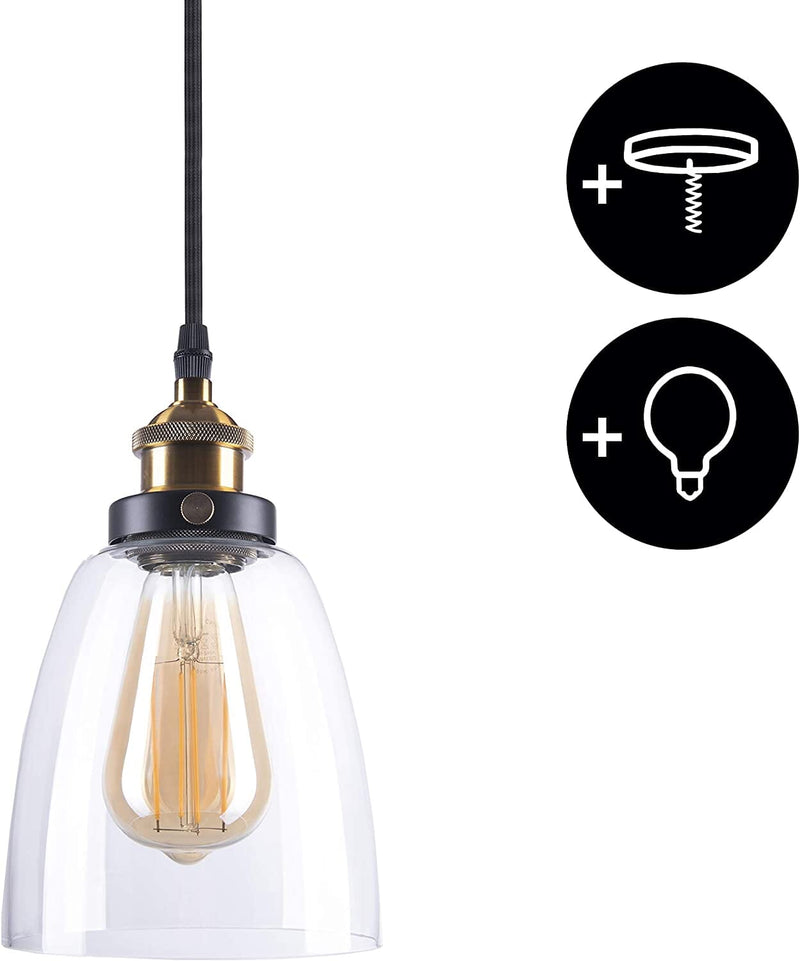 Vintage Pendant Lamp with Dimmable Edison Bulb and 15m Cable