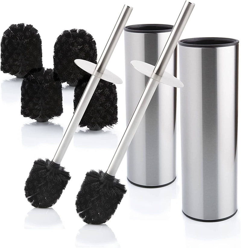 Toilet Brush Set with Splash Protection and 2 Replacement Heads