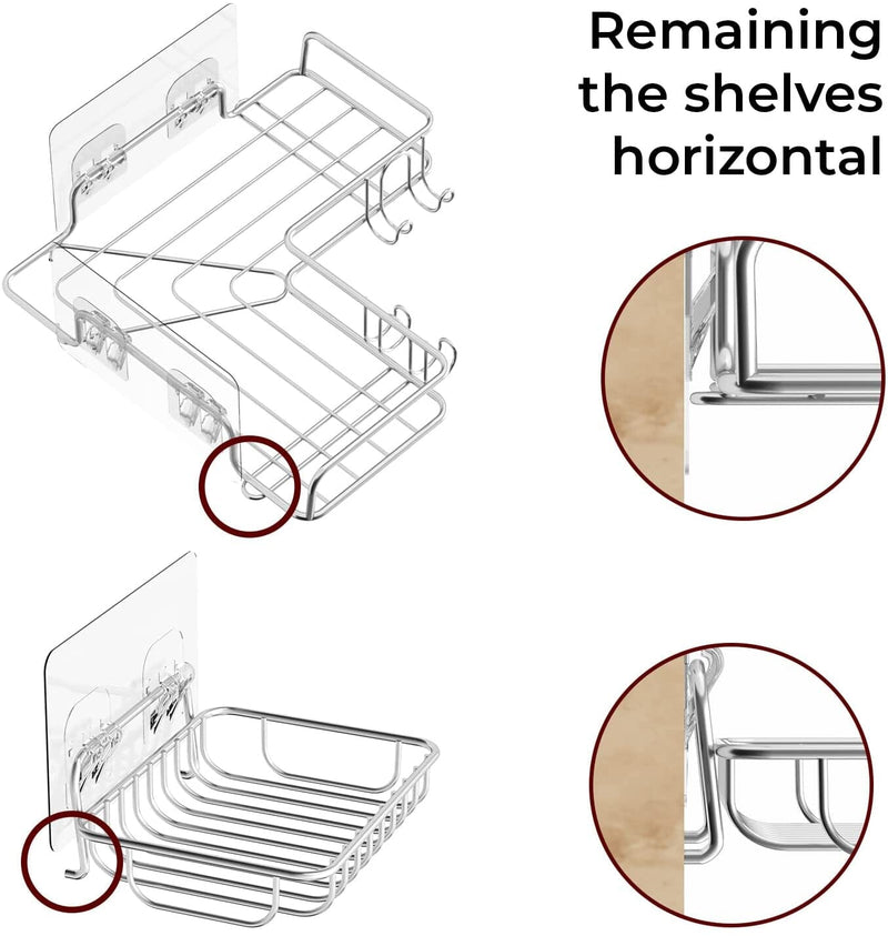 Vdomus 3 Pack Corner Shower Caddy Shelf, No Drilling, Rust Proof