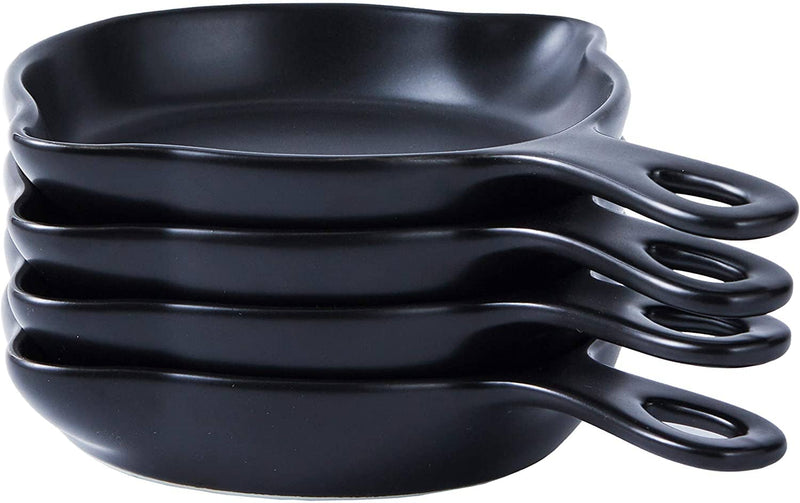 Set of 4 Stackable 5" Matte Black Ceramic Dessert Plates