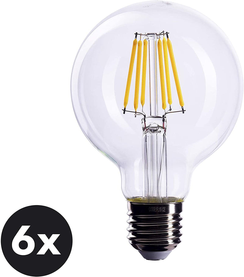 6W Warm White Filament Lightbulb, E27 Base (Pack of 3)