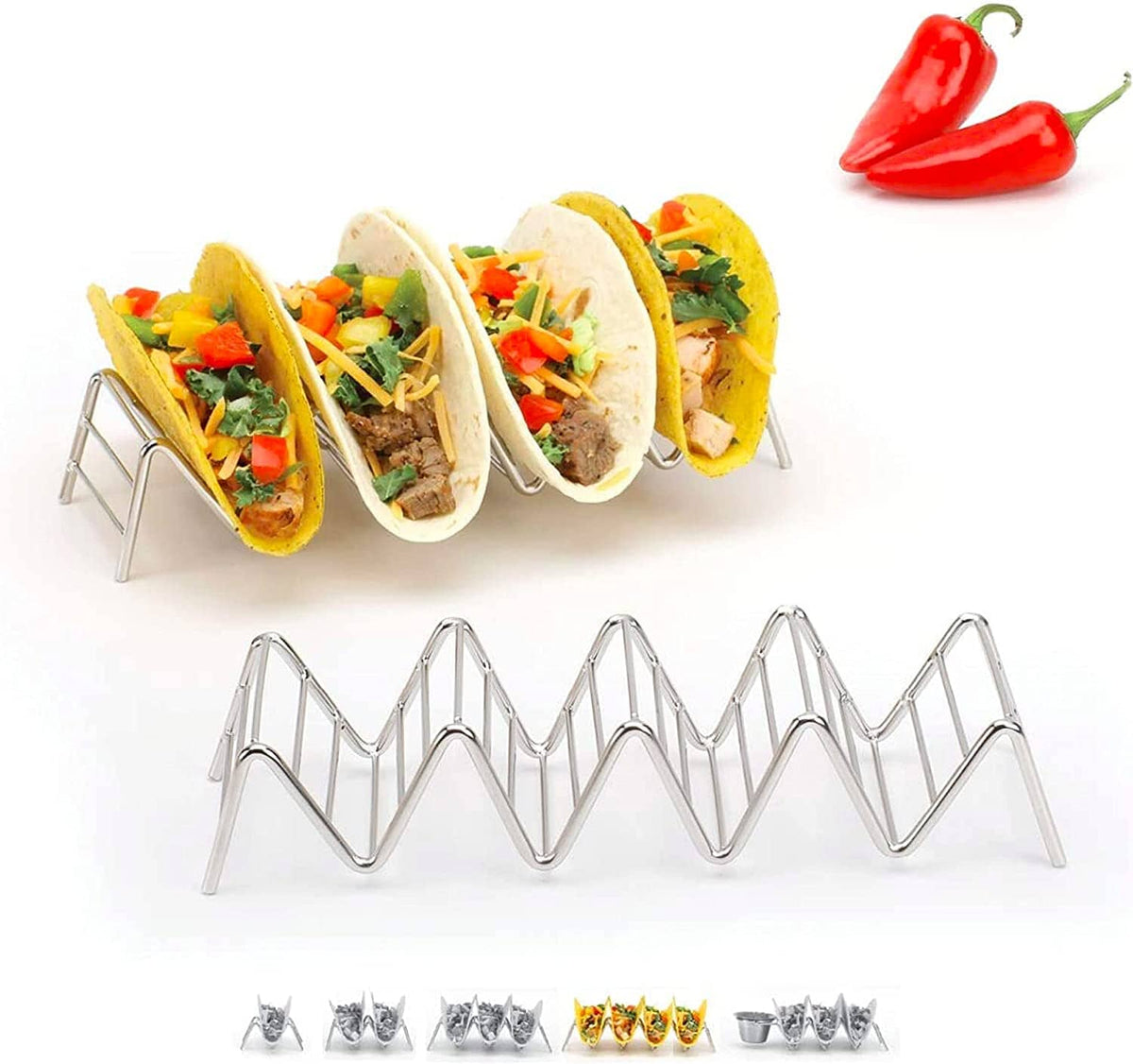 Stainless Steel Taco Holder Set for 4-5 Tacos