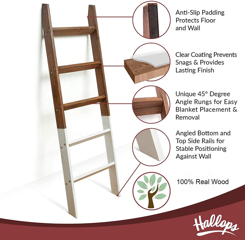 White Farmhouse Wood Blanket Ladder