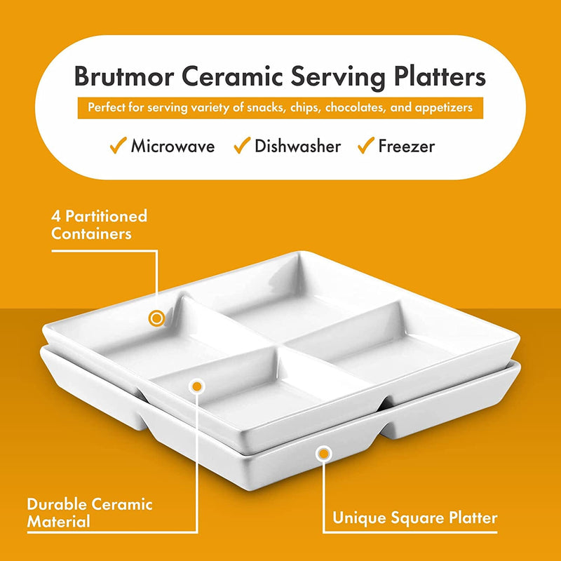 10" Ceramic 4-Compartment Appetizer Tray