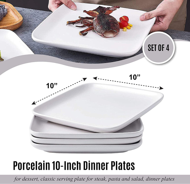 10" Set of 4 Ceramic Dinner Plates