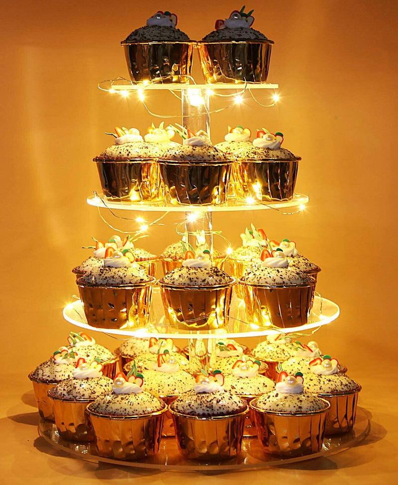 3 Tier Acrylic Cupcake Stand with LED Lights - Dessert Display