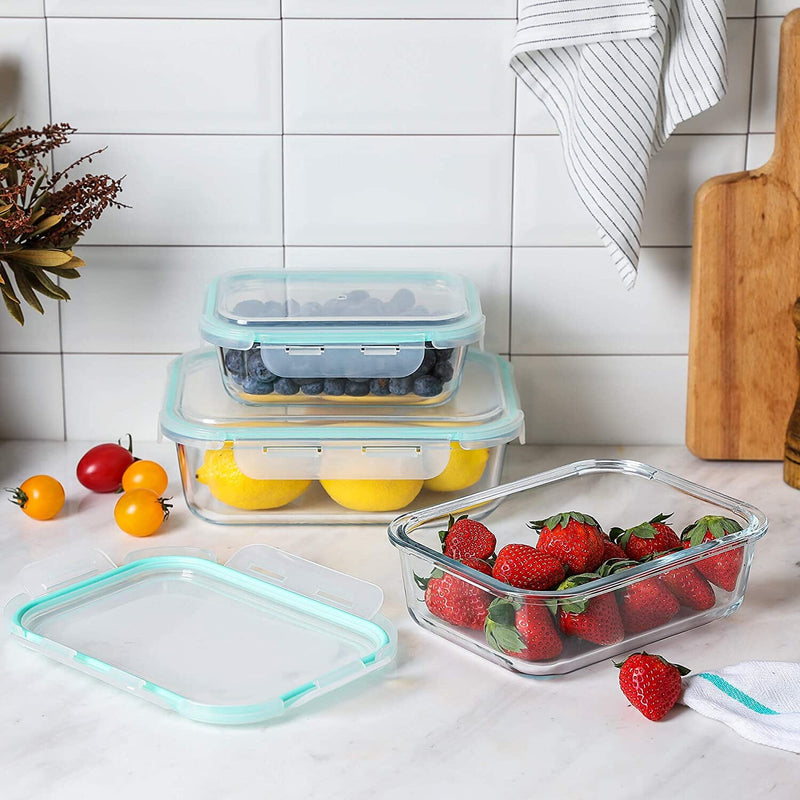 Glass Meal Prep Containers-Glass Food Storage Containers with Lids-Lunch Containers,3 Pack