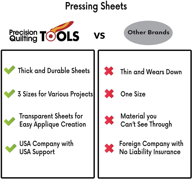 Precision Quilting Tools Non Stick Teflon Sheets - 3 Pack, Various