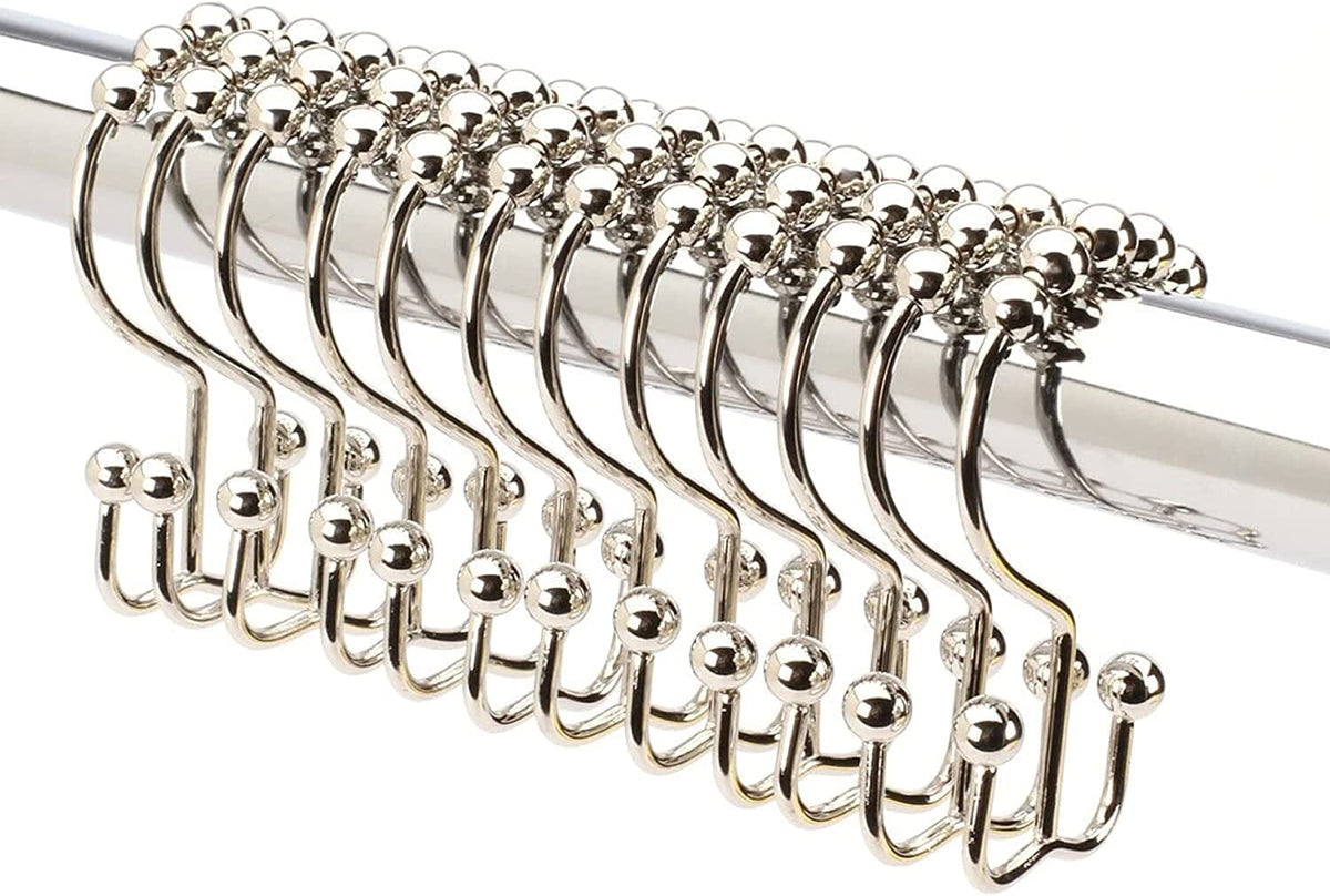 Utopia Bedding Double Glide Roller 12 Shower Curtain Hooks Stainless Steel  - Helia Beer Co