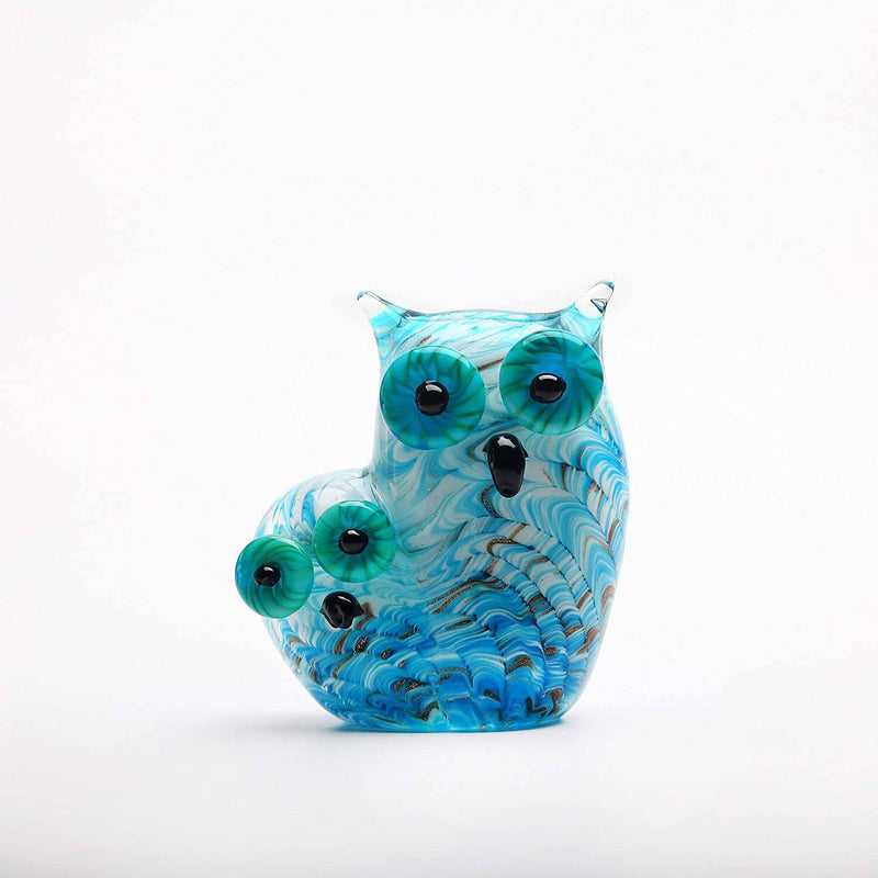 4.5 Inch Handmade Art Twins Glass Owl, Glass Owl Figurine/Sculpture