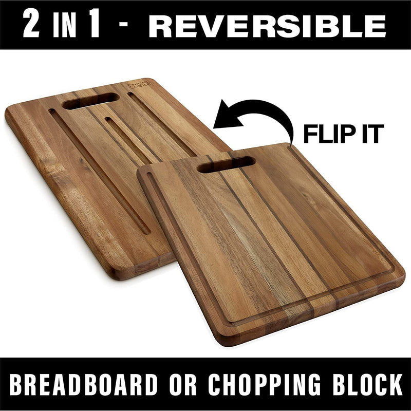 Dual Sided Wooden Cutting Block and Bread Board