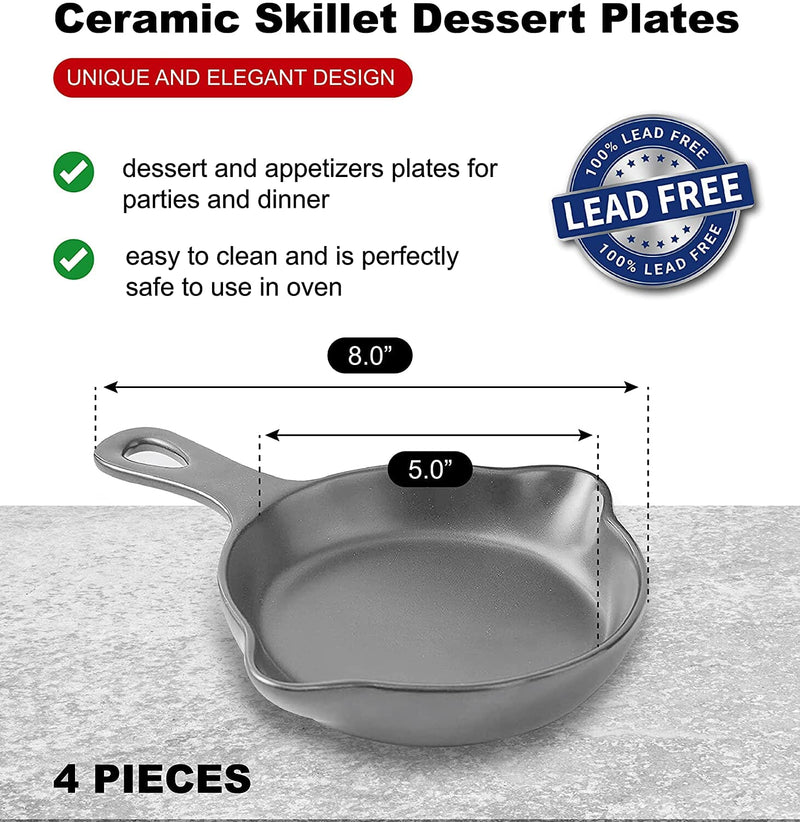 Set of 4 Stackable 5" Matte Black Ceramic Dessert Plates