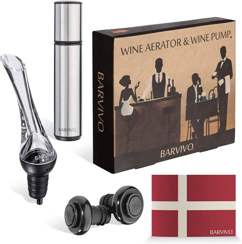 Wine Aerator And Wine Saver Pump With 2 Vacuum Bottle Stoppers By Pour Aerate