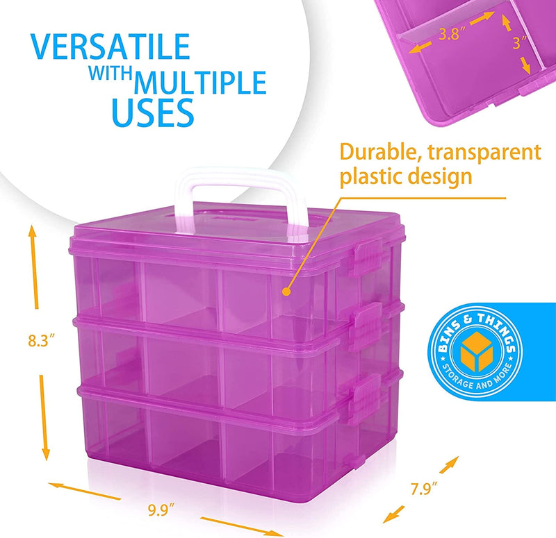 Bins & Things Stackable Toys Organizer Storage Case Compatible With Beyblade, Hot Wheels