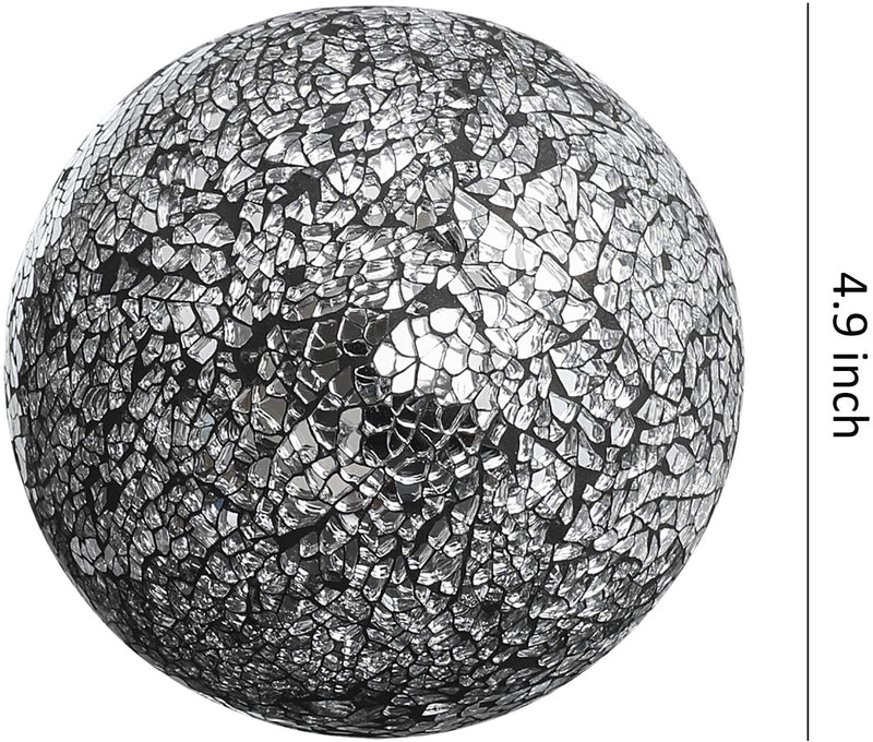 Decorative Balls Set of 3 Glass Mosaic Sphere Dia 5" (White