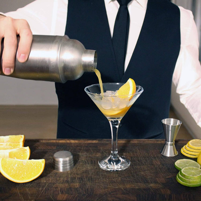 Professional Cocktail Shaker Set W A Double Jigger  2 Liquor Pourers By   24oz