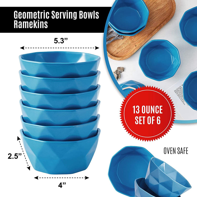 6-Pack Matte Ceramic Cereal Dessert Bowls, 13 Oz, Oven Safe