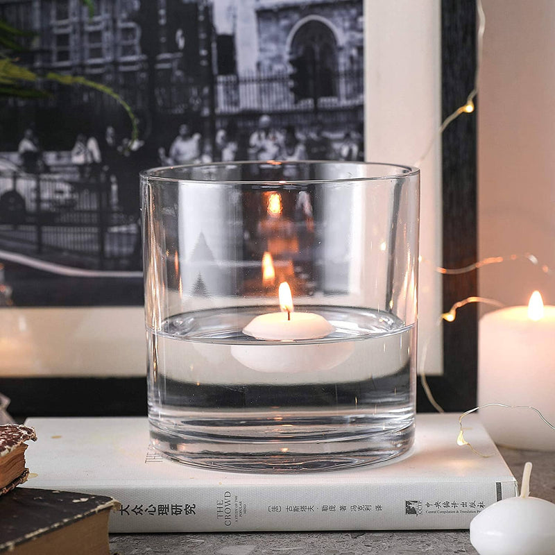 WHOLE HOUSEWARES | 5"X5" Glass Cylinder Vase Set | Candles Holders | Set of 4 | Decorative