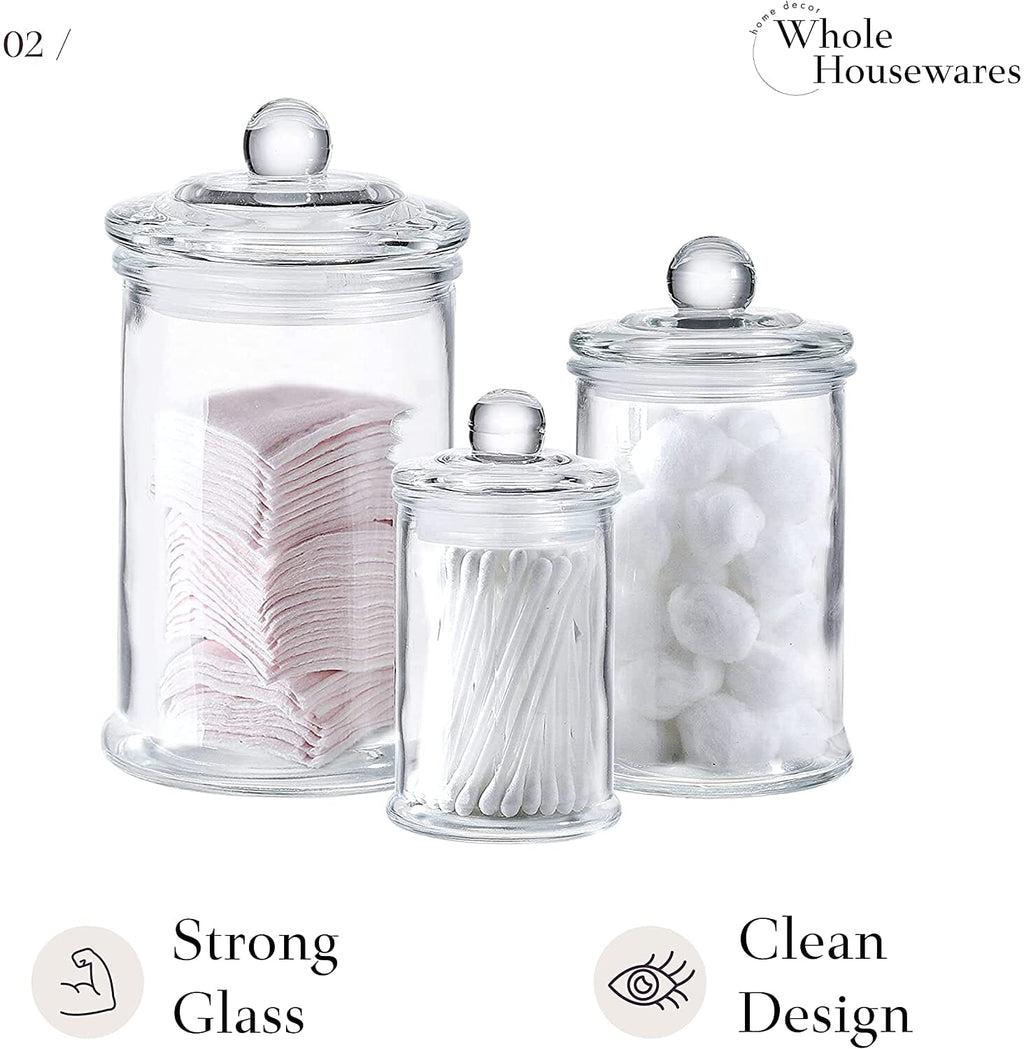 Glass Apothecary Jars with Lids, Decorative Display Canisters, Clear  Storage Organizers, Set of 3 