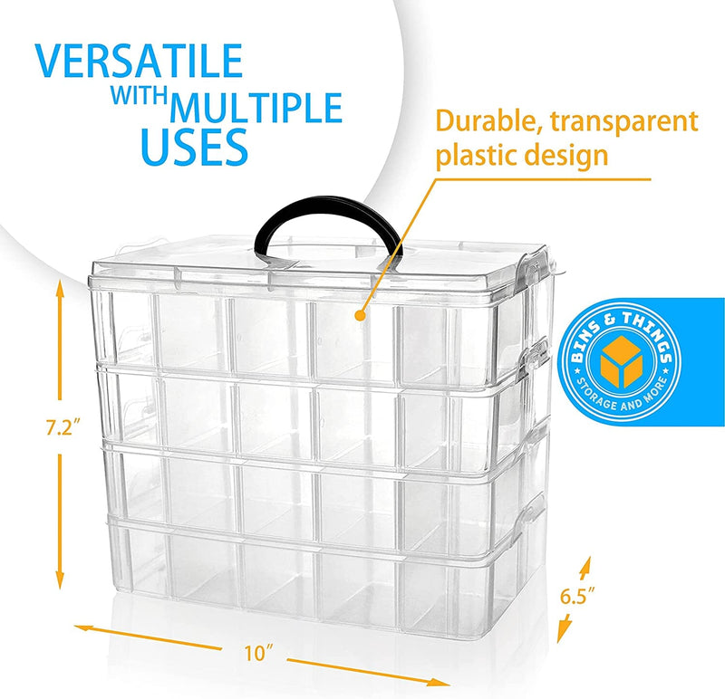 Bins & Things Stackable Storage Container - 30 Adjustable Compartments -  Clear XLarge – RoomDividersNow