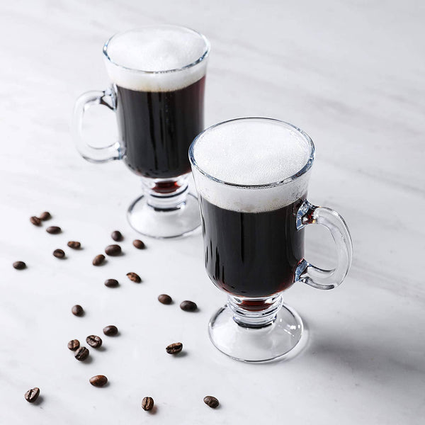 Glass Irish Coffee Mug | Set Of 4 |8Oz Coffee Mugs For Drinking | Durable Glassware Mugs