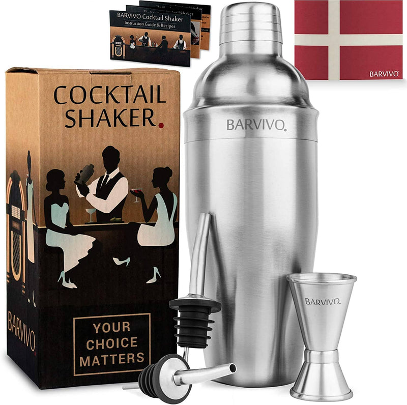 Professional Cocktail Shaker Set W A Double Jigger 2 Liquor Pourers By 24oz