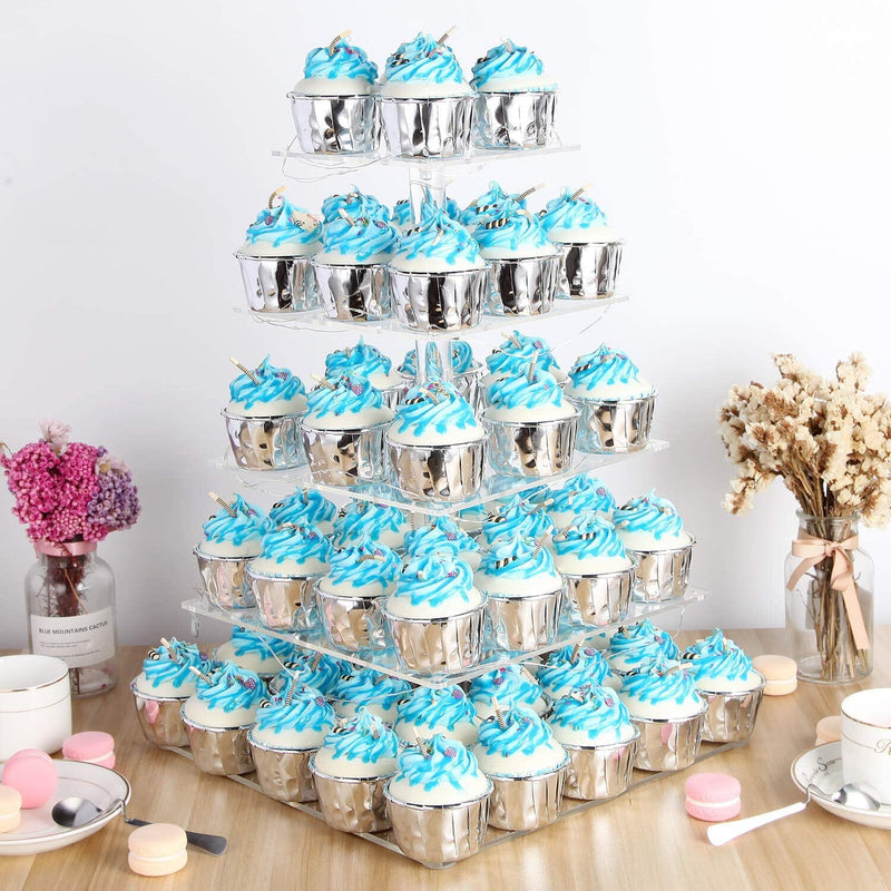 5-Tier Square Pastry Stand with LED Lights